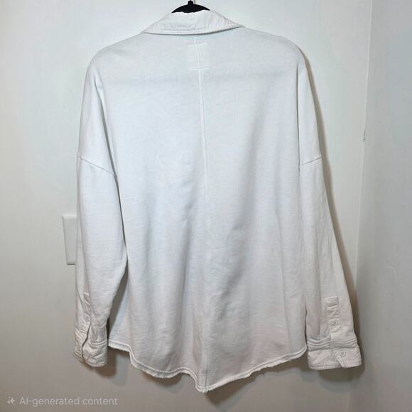 Aerie Oversized Button Shirt Womens Size M White Relaxed Heavyweight Shacket - Picture 4 of 9